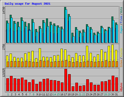 Daily usage for August 2021
